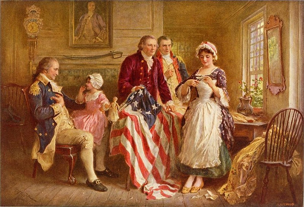 betsy ross and george washington american flag