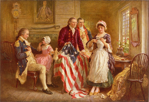 betsy ross and george washington american flag