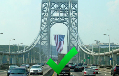american flag hanging on George Washington Bridge