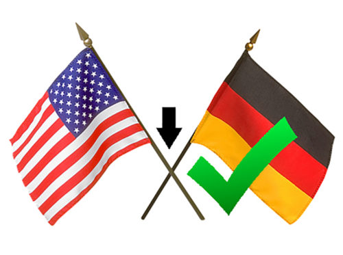 american flag crossed staffs with German flag